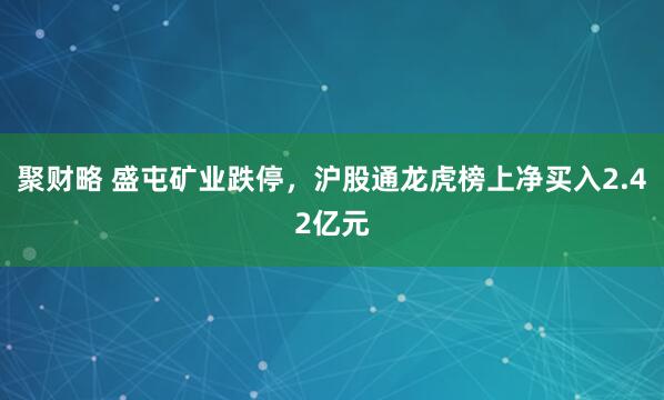 聚财略 盛屯矿业跌停，沪股通龙虎榜上净买入2.42亿元